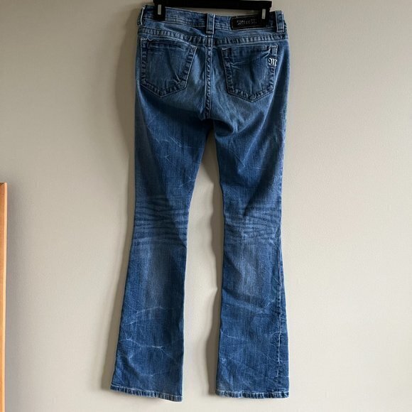 MISS ME Mid rise boot jeans Distressed Blue Womens Size 27 - Picture 5 of 7